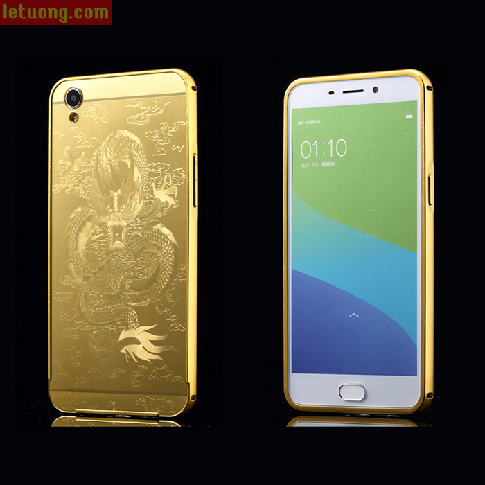 Ốp lưng Oppo R9 Plus LT Metal 24K In Rồng 3D sang trọng 2