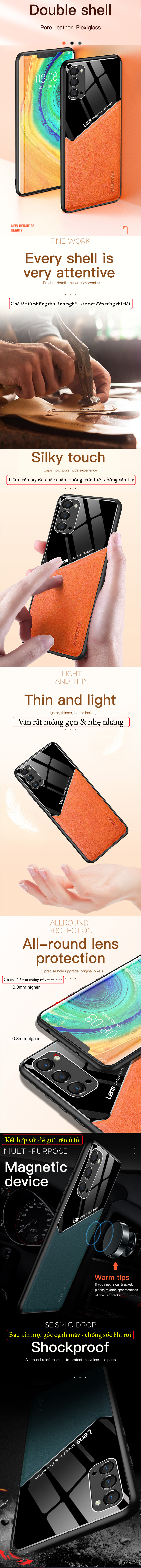 Ốp lưng Oppo Reno 4 Generous Leather Glass sang trọng độc đáo 5