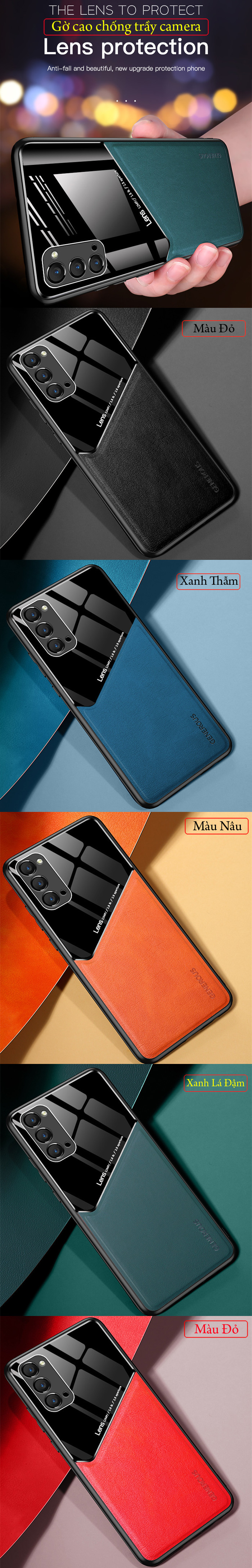 Ốp lưng Oppo Reno 4 Generous Leather Glass sang trọng độc đáo 6