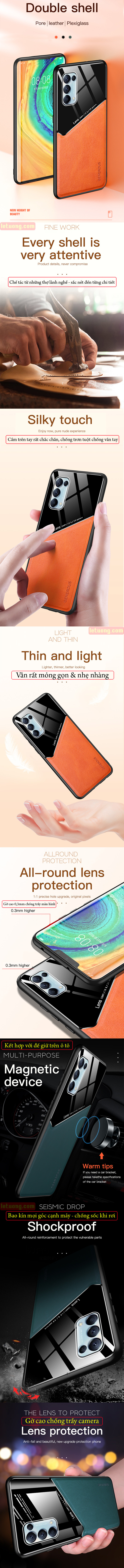 Ốp lưng Oppo Reno 5, 5G LT Generous Leather Glass sang trọng 4