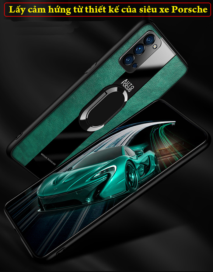 Ốp lưng Oppo Reno5 LT Leather Posrche iRing sang trọng đẳng cấp 1