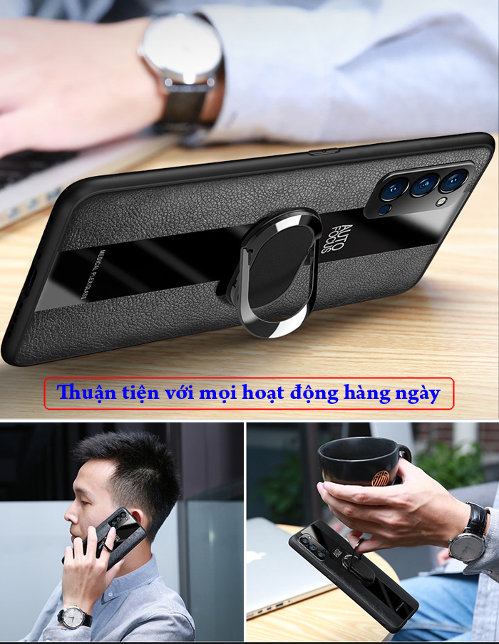 Ốp lưng Oppo Reno5 LT Leather Posrche iRing sang trọng đẳng cấp 5