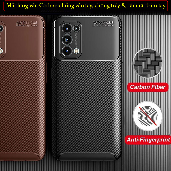 Ốp lưng Oppo Reno5 LT Carbon Fiber Case chống bám vân tay 1