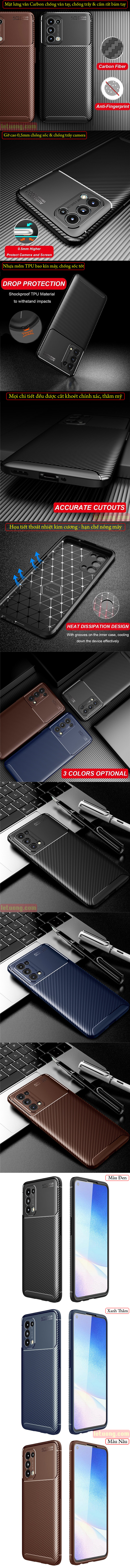 Ốp lưng Oppo Reno5 LT Carbon Fiber Case chống bám vân tay 5