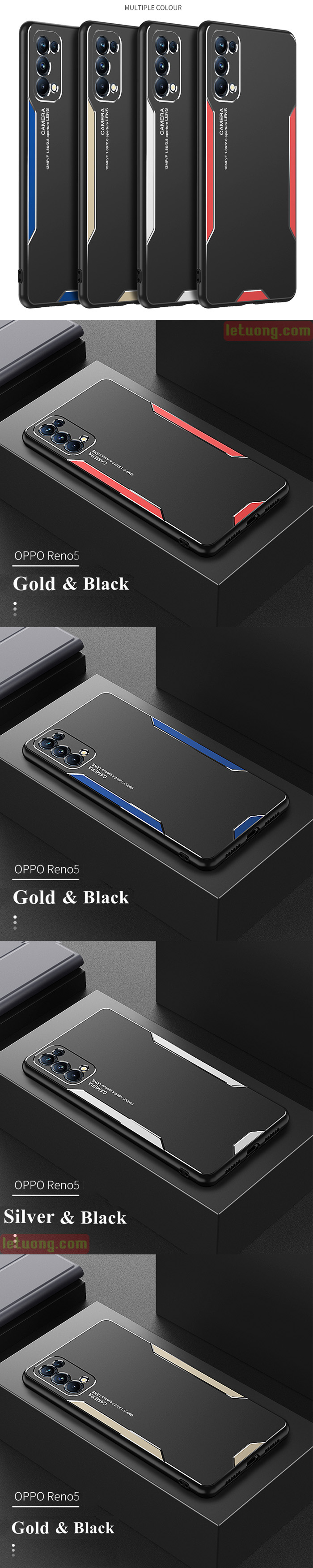 Ốp lưng Oppo Reno5, Reno 5 5G LT Metal Matte lưng nhôm sang trọng 5