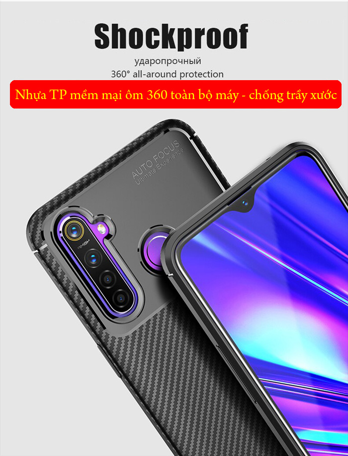 Ốp lưng Realme 5 Pro / Realme Q LT Carbon Fiber Case chống bám vân tay 3