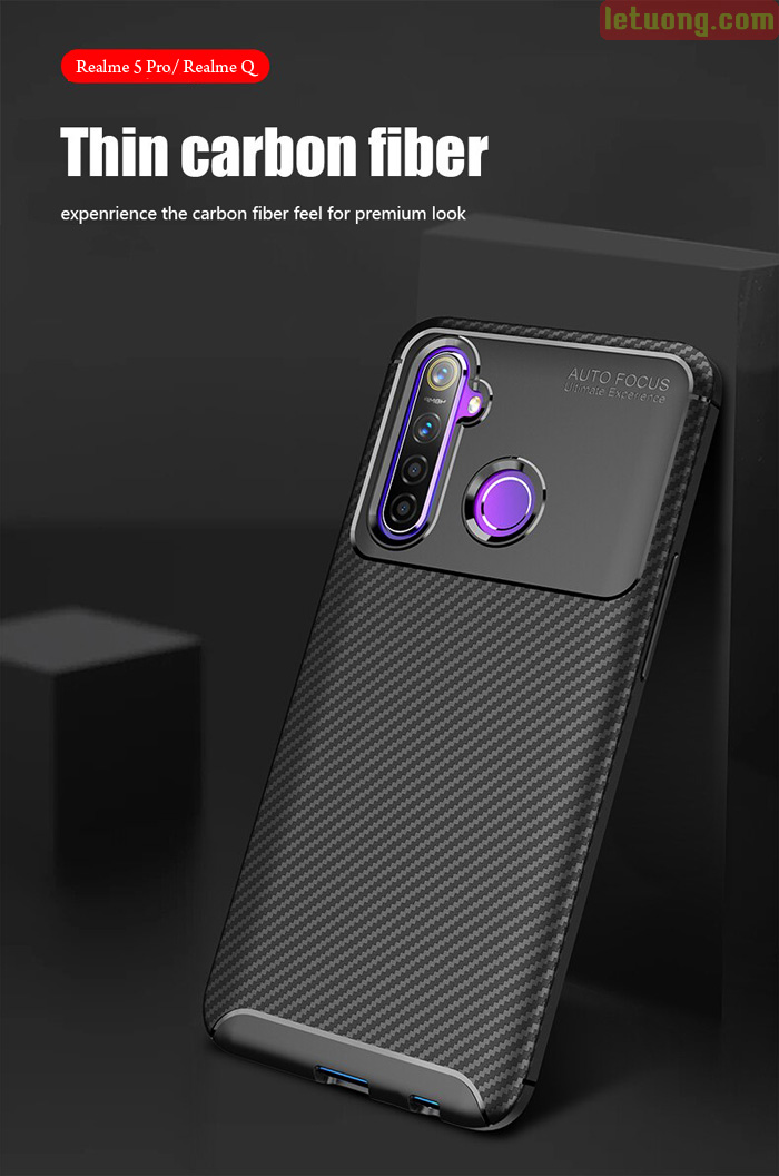 Ốp lưng Realme 5 Pro / Realme Q LT Carbon Fiber Case chống bám vân tay 5