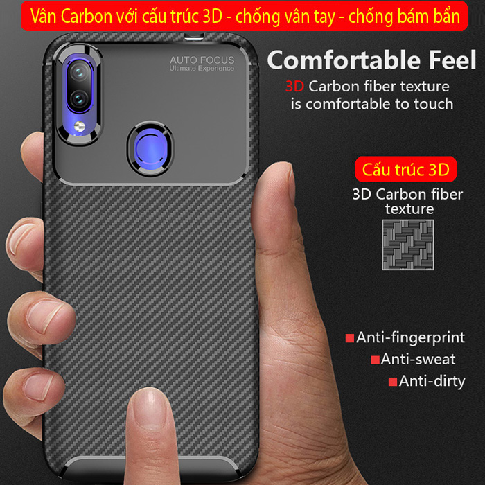 Ốp lưng Redmi Note 7 LT Carbon Fiber Case chống vân tay 1