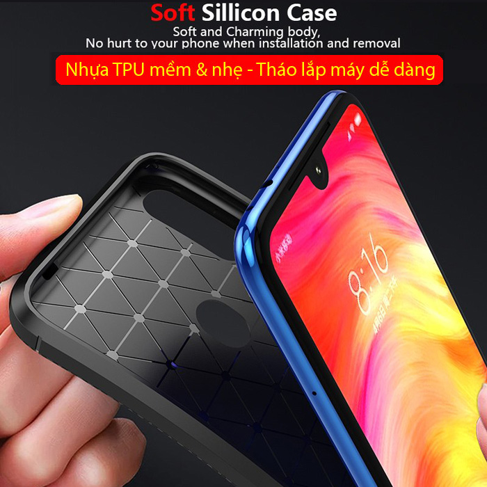 Ốp lưng Redmi Note 7 LT Carbon Fiber Case chống vân tay 2