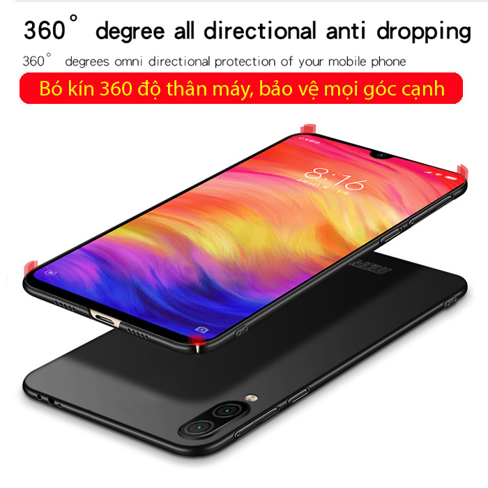 Ốp lưng Redmi Note 7 Mofi Fitted Case 360 siêu mỏng, lưng mịn 2