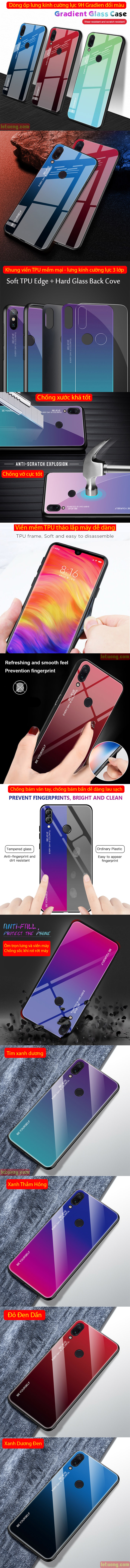 Ốp lưng Redmi Note 7 Pro LT Beyoursefl Glass Case Gradient đổi màu 1