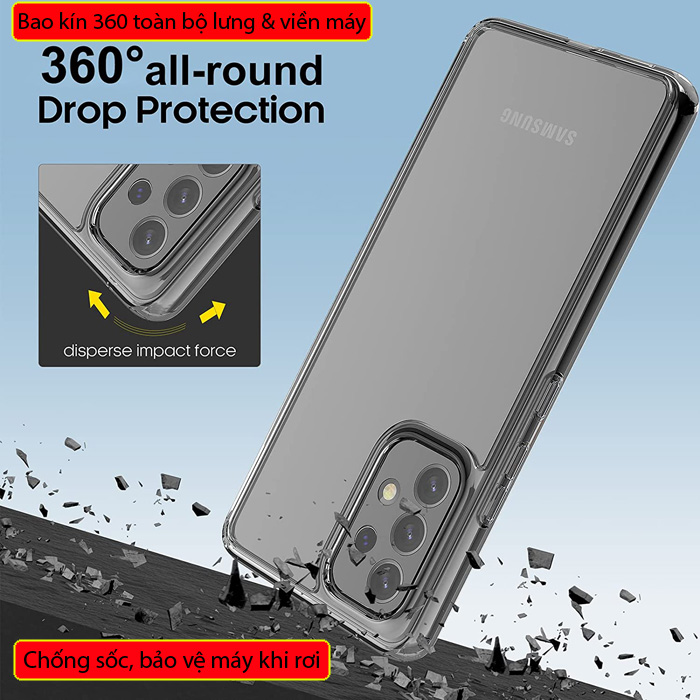 Ốp lưng Samsung A53 5G LT Hybird Crystal Armor trong suốt chống sốc 3