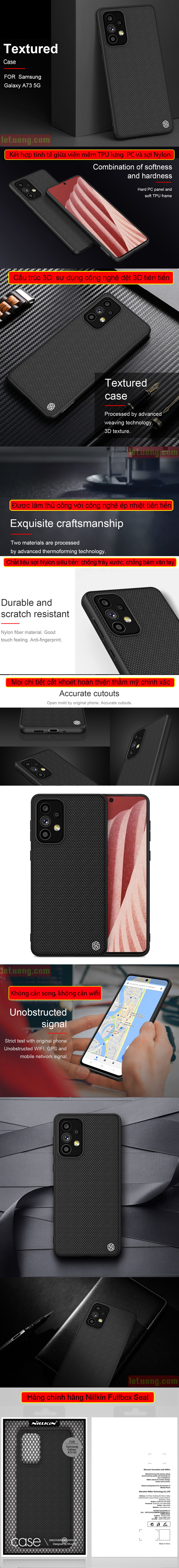 Ốp lưng Samsung A73 5G Nillkin Texture 3D Case sợi Nylon siêu mỏng 5
