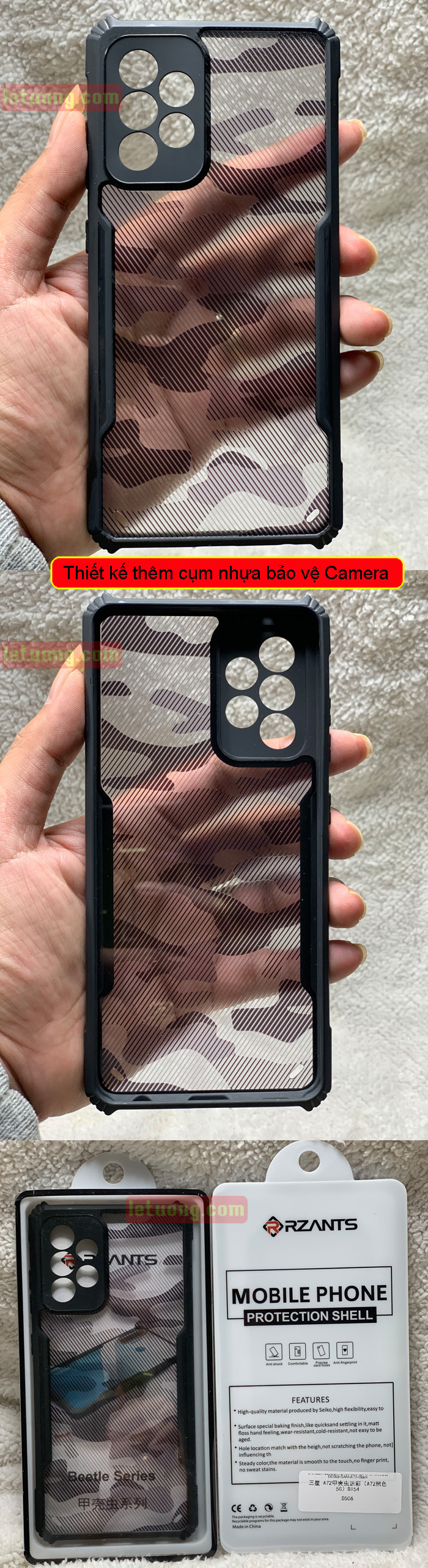 Ốp lưng Samsung A72 Rzants Armor Camo họa tiết quân đội 5