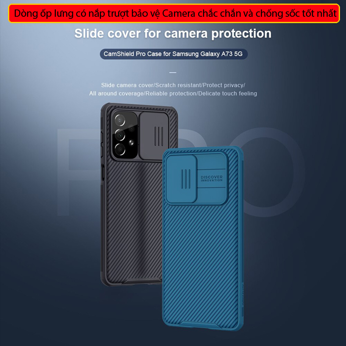 Ốp lưng Samsung Galaxy A73 5G Nillkin Camshield Pro bảo vệ Camera 5