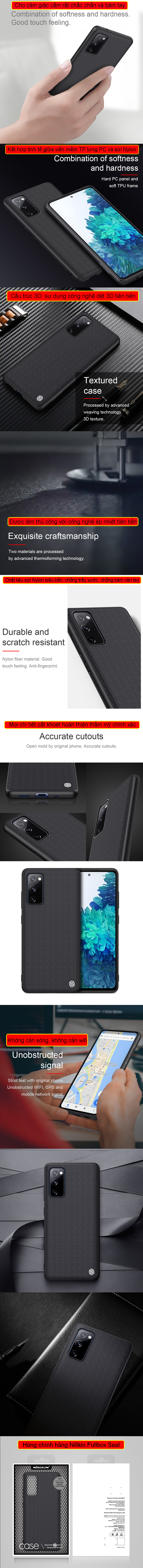 Ốp lưng Samsung Galaxy S20 FE Nillkin Texture 3D Case sợi Nylon siêu mỏng 5