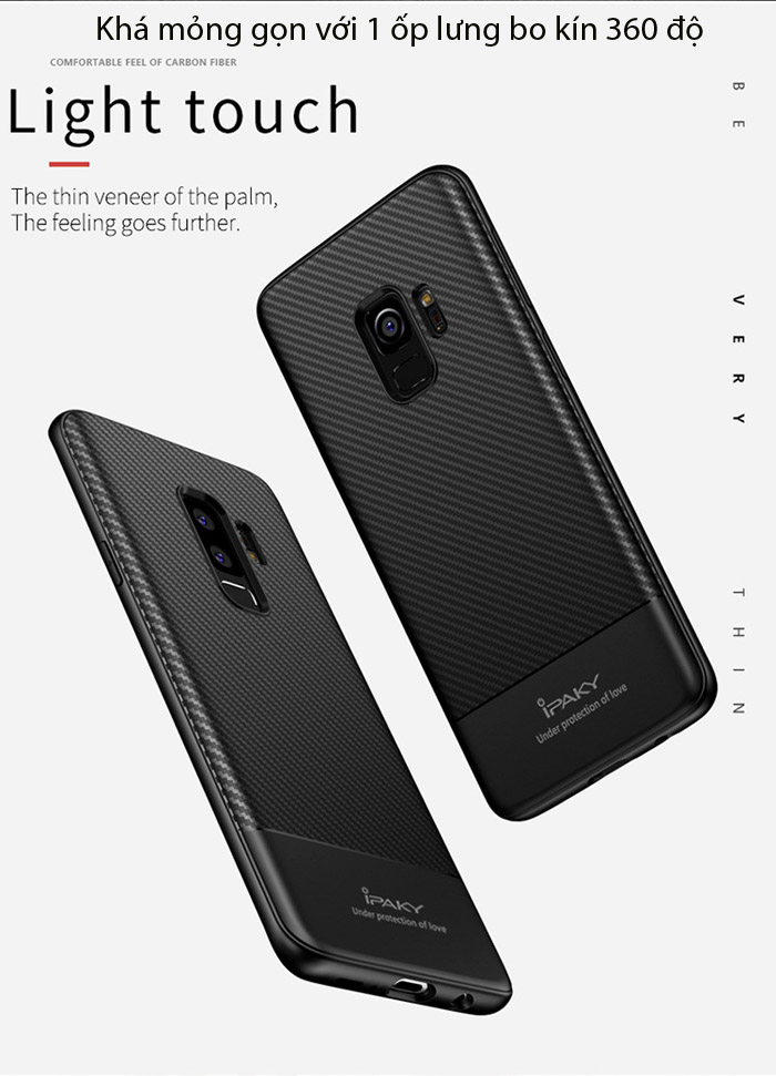 Ốp lưng Samsung Galaxy S9 Ipaky Carbon Fiber chống vân tay 3