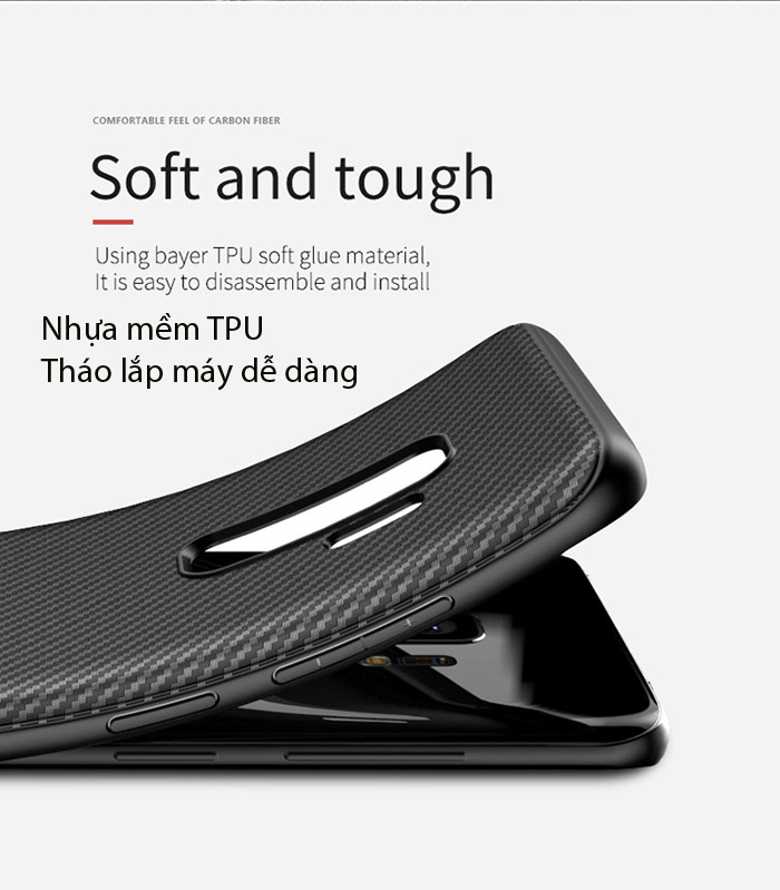 Ốp lưng Samsung Galaxy S9 Ipaky Carbon Fiber chống vân tay 2