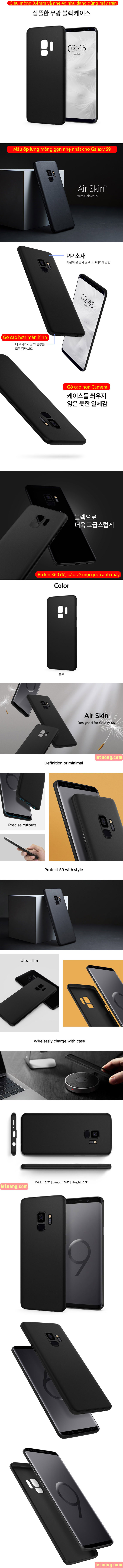 Ốp lưng Galaxy S9 Spigen Air Skin 0,4mm mỏng nhẹ nhất từ USA - tặng dán lưng Carbon 6