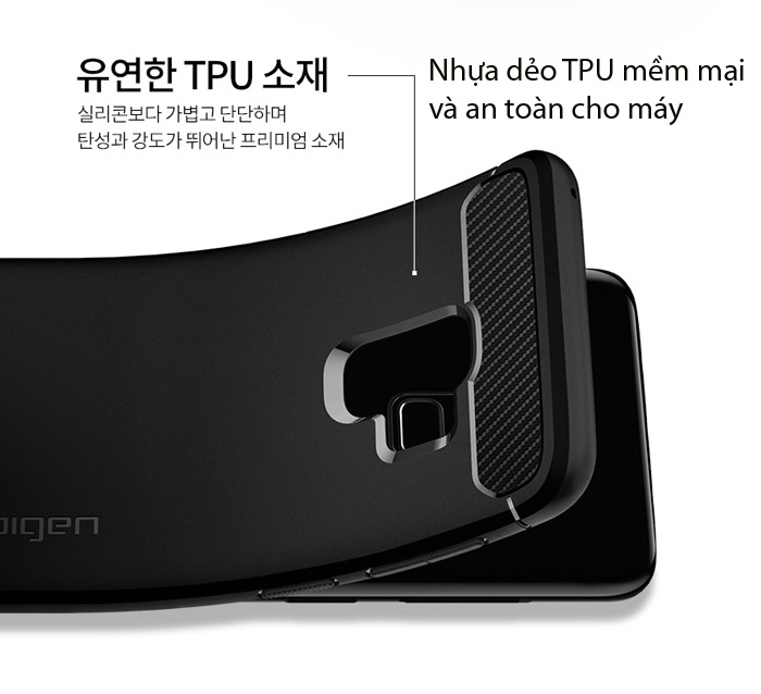 Ốp lưng Samsung Galaxy S9 Spigen Rugged Armor nhựa dẻo từ USA 2