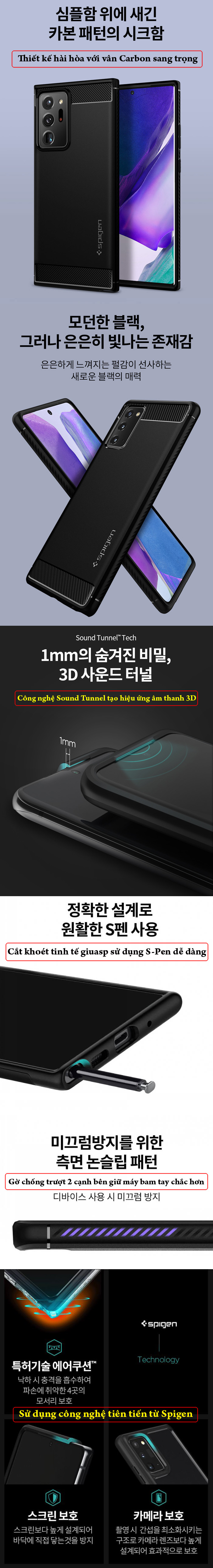 Ốp lưng Galaxy Note 20 Ultra / 5G Spigen Rugged Armor ( Hàng Mỹ ) 7