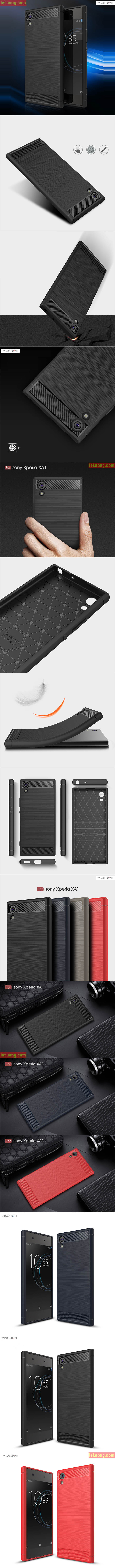 Ốp lưng Sony Xperia XA1 Viseaon Rugged Armor Carbon nhựa mềm 4