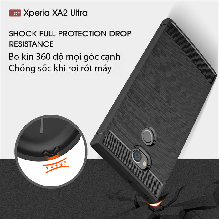 Ốp lưng Sony Xperia XA2 Ultra Viseaon Rugged Armor Carbon nhựa mềm 2