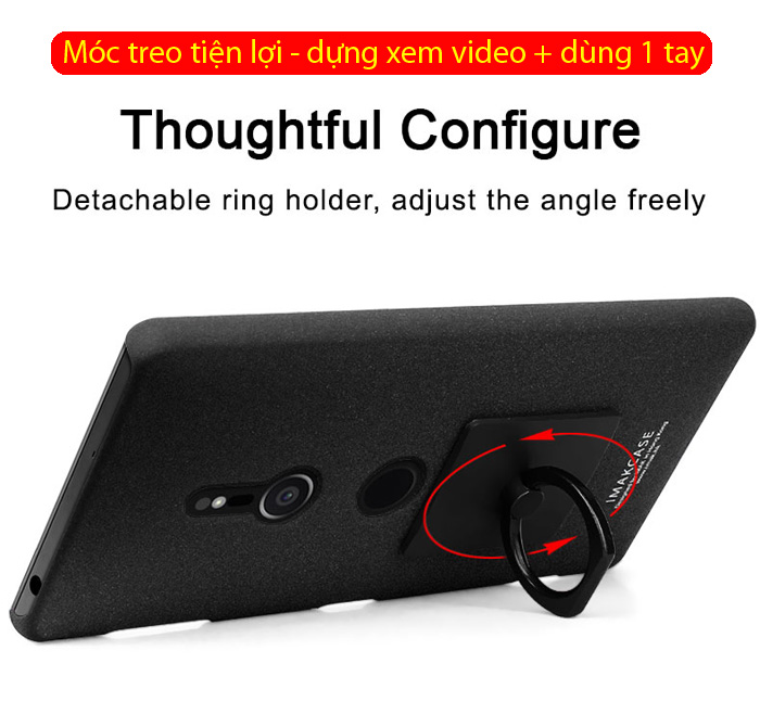 Ốp lưng Sony XZ2 Imak Cowboy vân cát chống vân tay + móc treo 2