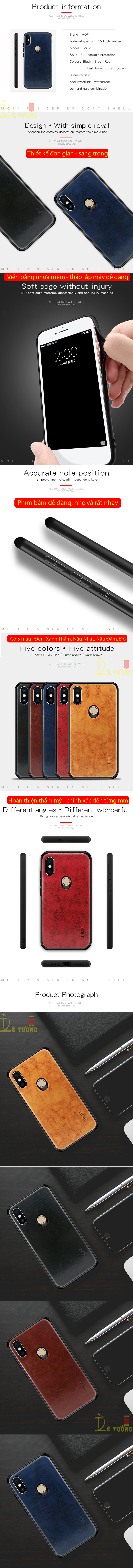 Ốp lưng Xiaomi Mi 8 Mofi Pin Series vân da - đơn giản - sang trọng 3