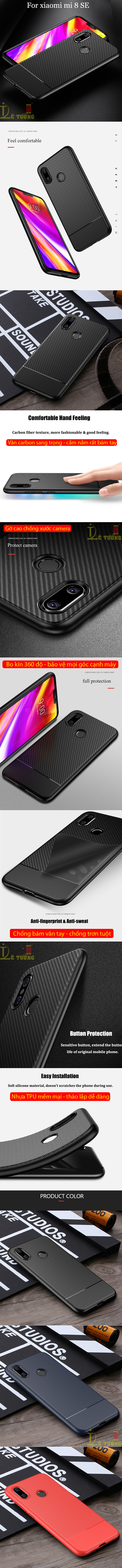 Ốp lưng Xiaomi Mi 8 SE LT Carbon Fiber chống vân tay - siêu mỏng 4