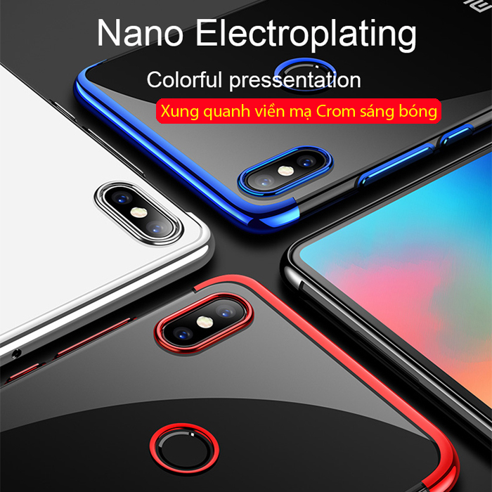 Ốp lưng Xiaomi Mi 8 SE LT Glitter trong suốt viền mạ Crom sáng bóng 1