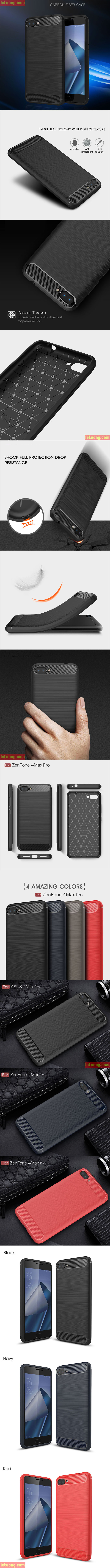 Ốp lưng Zenfone 4 Max Pro Viseaon Rugged Armor Carbon nhựa mềm 4